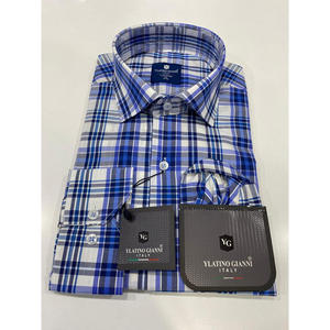 เสื้อเชิ้ตลำลองเข้ารูปสำหรับผู้ชายเสื้อเชิ้ตแขนยาวผ้าพอปลินผ้าฝ้ายพรีเมียมดีไซน์อิตาลี - Product Image 1