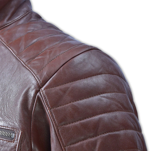 Veste en cuir de moto pour hommes de haute qualité vente en gros nouvelle veste en cuir de bombardier pour hommes à la mode - Product Image 4