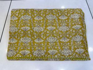 Handmade Bohemian Kantha <b>Quilted</b> <b>Bedspread</b> Unique Design Cotton Blanket with Hand Block Print Home Use-Gudari Kantha - Product Image 4