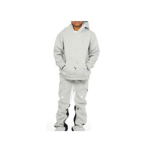 Ensemble 2 pièces avec logo personnalisé pour enfants Pantalon de survêtement en coton à motif uni pour filles Vêtements à capuche Costumes de survêtement confortables - Product Image 1