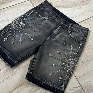 Pantalones cortos vaqueros holgados al por mayor, precio de fábrica, pantalones cortos Cargo para hombre, pantalones cortos vaqueros hasta la rodilla con agujeros deshilachados de diseño personalizado para hombre - Product Image 1