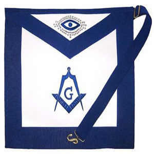 Delantal de Regalia de EE. UU. personalizado masónico de la mejor calidad, hecho en fábrica, con DELANTAL de Lodge azul, cuello bordado a mano, cuero - Product Image 2