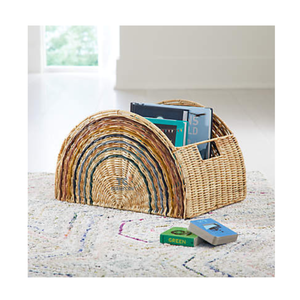 Nouveau design arc-en-ciel décoration demi-cercle panier de rangement arc-en-ciel panier à la main jacinthe d'eau avec poignée écologique - Product Image 2