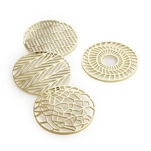 Sous-verres en métal doré de forme hexagonale, aspect royal, pour servir des boissons, vaisselle, tapis et coussinets pour ustensiles de cuisine, sous-verres pour thé et café - Product Image 6