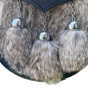 Nueva llegada personalizada piel de conejo Sporran hecho a mano con logotipo y diseño de cuero fagot con frente de tela - Product Image 5