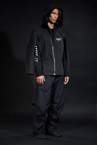 แจ็คเก็ตแฟชั่นไซเบอร์พังค์สำหรับผู้ชายเสื้อกันลมมีฮู้ดสีดำกันน้ำ - Product Image 3