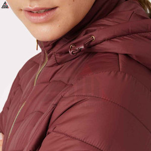 Chaqueta Acolchada Personalizada al por Mayor para Mujer, de Lona Transpirable, Rellena de Algodón, Tejida, Casual, Cortavientos, con Cierre de Cremallera, de Alta Calidad - Product Image 3