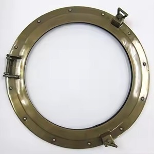 HMA Artesanías Latón Marítimo Ojo de buey Espejo Náutico Redondo Decoración de pared para cabaña rústica o casa del lago - Product Image 3