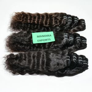 100% vendeur de faisceaux ondulés noirs de couleur vierge alignée sur les cuticules traitement chimique pas d'extensions de cheveux humains indiens bruts - Product Image 5