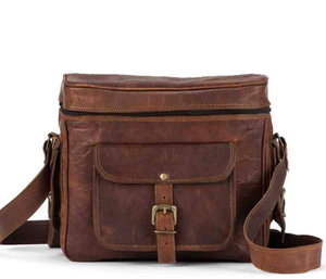 Meilleur prix 100% sac de support de caméra en cuir de buffle Design décontracté élégant avec fermeture à glissière durable directement fabricant indien - Product Image 1