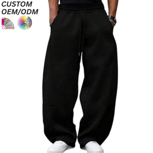 กางเกงขายาวผู้ชายไซส์ใหญ่ สีดำ ผ้าฝ้ายยืดหยุ่น สวมใส่สบาย ทรงหลวม ระบายอากาศได้ดี เป็นมิตรกับสิ่งแวดล้อม รับทำโลโก้ตามสั่ง ขายส่งแบบ OEM/ODM - Product Image 2