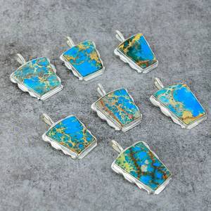 <b>Blue</b> Sea Sediment Jasper Pendant 925 Sterling Silver Handmade Vintage Jewelry Elegant Gift for Her Women Necklace - Product Image 6