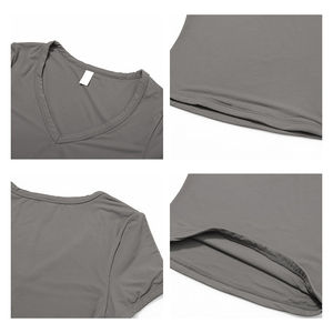Camisetas de yoga con cuello en V ecológicas para mujer, camiseta de manga corta para verano, camiseta sin mangas ajustada cómoda para correr, camisetas ajustadas - Product Image 3