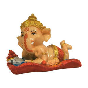 Handmade Hand-painted Resin Ganesh Ji <b>Statue</b> with Polynesian Design Potbelly Holding Sweets-for Home Decoration & Gift - Product Image 4