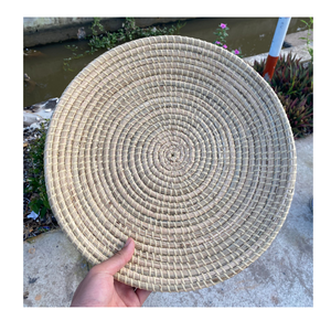 Eco-Friendly Seagrass Plate <b>Basket</b> Handmade in Vietnam Rustic Boho Wall Hanging Decor with Bamboo Rattan Wicker Interior Accent - Product Image 5