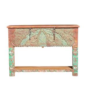Solid Wood Hand-Carved Arch <b>Console</b> <b>Rustic</b> Elegant Design for Home Villa Hotel Living Room or Bedroom Furniture Handmade - Product Image 3
