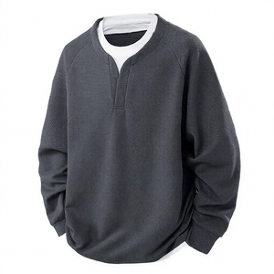 Suéter Oversize para Hombre, Cuello Redondo, Color Sólido, Estilo Casual para Otoño, Manga Larga, Corte Regular, Forro Bordado, Secado Rápido, Transpirable - Product Image 1
