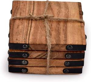 Elegant Classic Walnut <b>Wood</b> Handcrafted Coasters for Home Decor and <b>Table</b> Settings Product Category <b>Mats</b> & Pads - Product Image 3