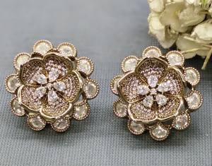 Moissanite Mehandi de moda Tops y pendientes de tuerca Sku AE 167 BG/ - Product Image 3