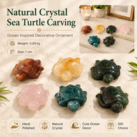Figura de Tortuga Marina Tallada en Cristal Natural, Pulida a Mano, para Decoración de Hogar, Oficina, Escritorio y Colección de Regalos