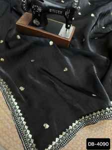 Las últimas mujeres usan estilo Bollywood Sari de seda moderno con blusa de seda Banglory piezas ropa tradicional india traje Salwar Kameez - Product Image 3