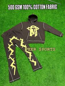 Conjunto de sudadera y pantalones de chándal de diseño personalizado de gran venta, chándal de alta calidad, pantalones de chándal acampanados de peso pesado y conjuntos de Sudadera con capucha - Product Image 6