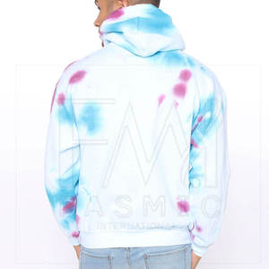 Sweat à capuche multicolore tie-dye pour hommes, polaire à épaules tombantes pour l'hiver, motifs personnalisés, imprimés et solides. - Product Image 2