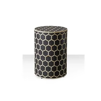 Table basse ronde moderne noire écologique en os incrusté, en pin et MDF, faite à la main, étanche, pour décoration de salon – Meilleure vente