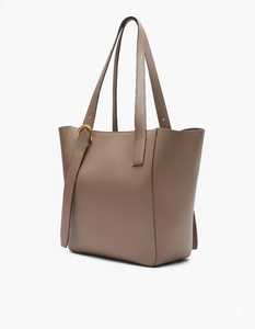 Genuine <b>Leather</b> Fashion Tote <b>Bag</b> <b>Women</b> Large Shoulder Work Minimalist <b>Laptop</b> Purse Two Zipper Taupe Beige Shopper Everyday Carry - Product Image 4