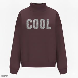 Sweat-shirt à col montant en tricot imprimé long et surdimensionné pour femmes, décontracté, hiver, coupe ample, pull, mode de rue, haut pour les journées confortables - Product Image 1