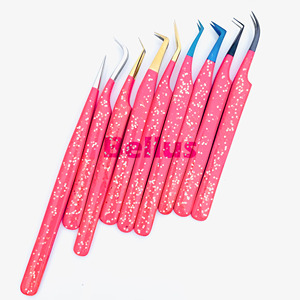 Personalizable 45 grados 90 grados curva bota punta puntiaguda fibra Acero inoxidable extensión de pestañas pinzas variedad conjunto herramientas - Product Image 3