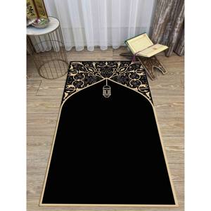Alfombra de Oración Islámica Negra: Alfombra de Adoración Musulmana Antideslizante, con Pelo Suave - Product Image 3