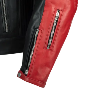 Fashion Biker Black & Red Genuine Leather Racing Motorbike Jacket Track Racers CE Armours Protection Motorcycle Jacket For Men - Product Image 4