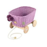 Wagon en rotin violet de haute qualité pour enfants jouets en rotin à la mode pour enfants chariot de poupée en osier écologique chariots à main chariot couleur personnalisée