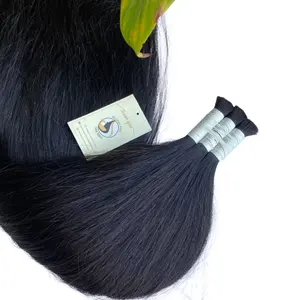 Double Drawn Bone Straight Raw Indian Human Hair Vendor Natural Black #1B Perucas Cabelo Humano Original Bulk Extension Supplier