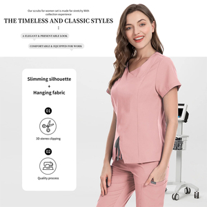 Tenues médicales de qualité supérieure pour femmes, couleur rose clair, pantalon cargo tendance, ensembles d'uniformes médicaux - Product Image 2