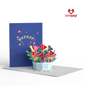 Design personalizado cartão pop-aberto Cherry Blossom Kraft Paper Vietnam Low MOQ presente para ele Produto personalizado