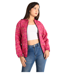 Femmes belle main bloc imprimé coton matelassé veste imprimé fleuri décolleté poches hiver court manteau tissé tissage - Product Image 4