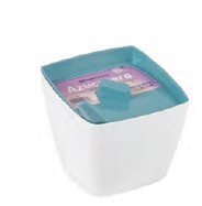 Zuccheriera quadrata in plastica con cucchiaio blu (Plastic 1080) - Product Image 1