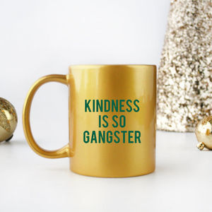 Taza de Porcelana con Diseño Moderno 'Gold & Silver Kindness Is so Gangster', para Regalo, con Tapa, Capacidad de 300ml/350ml/500ml - Product Image 2