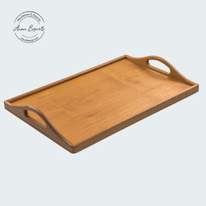 ชุดถาดห่วงขนาดเล็ก2ชิ้นพร้อมที่จับโลหะดีไซน์ไม้ใช้ในบ้านถาดเสิร์ฟแบบหรูหราวางกลางโต๊ะ - Product Image 5