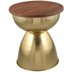 Strong Metal Side <b>Table</b> <b>With</b> Wood Surface Designed For Long Lasting Interior Usage And Stylish Households - Product Image 1