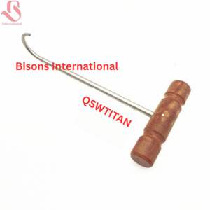 Crochet orthopédique manuel en acier inoxydable BISONS INTERNATIONAL, rehausseur de genou et rétracteur de hanche, manche en bois, instruments chirurgicaux - Product Image 1