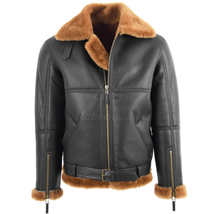Wholesale Leather <b>Shearling</b> <b>Jackets</b> <b>For</b> <b>Men</b> Casual Style Custom Logo Available - Product Image 1