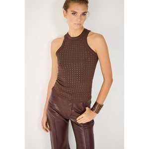 Camiseta sin Mangas para Mujer, con Detalles de Piedras Suaves, Cuello Halter, Estilo Casual Básico, Transpirable y Sostenible, con Logotipo Personalizado, para Uso Diario - Product Image 2