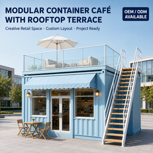 Caffetteria Modulare in Container con Terrazza sul Tetto, Negozio di <span class=keywords><strong>Caffè</strong></span> Prefabbricato Portatile per Centri Commerciali e Parchi, Progetti Commerciali all'Aperto - Product Image 1