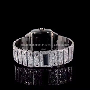 <b>Men's</b> Premium Moissanite Diamond <b>Watch</b> Fully Iced Luxury Hip Hop Design Stainless Steel Strap Quartz Glass Antique Style - Product Image 3