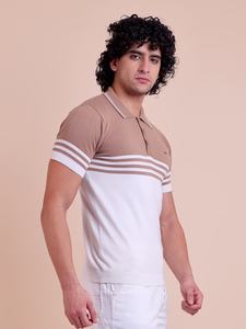 Camiseta de media manga ajustada de punto a la moda elegante para hombre, tela suave cómoda con un diseño moderno ajustado y semiformal - Product Image 4