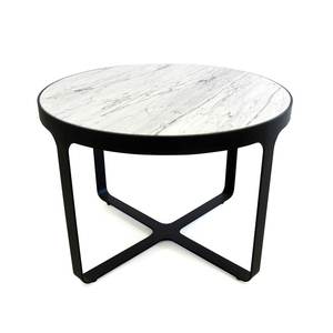 Mesa Moderna Gio de Mármol Natural con Superficie de Mármol y Estructura Metálica, Dos Opciones de Tamaño para Áreas de Estar - Product Image 1