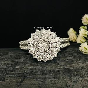 Bague de fiançailles double halo en or massif 14K, 1 ct de diamants naturels, bague en diamant solitaire de 1 ct de taille ronde - Product Image 5